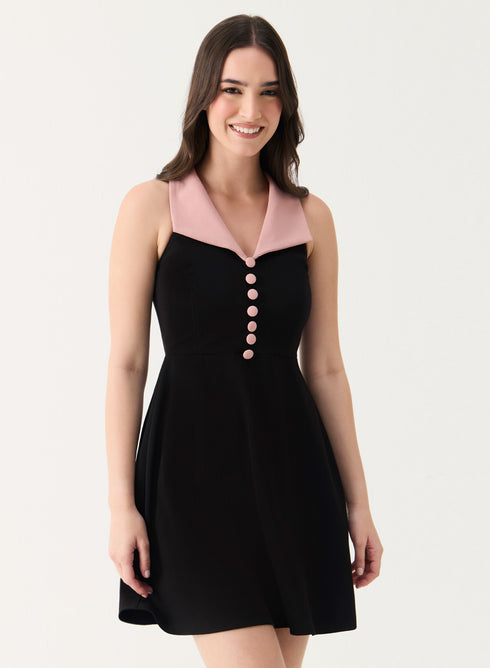 Mini Length Large Lapel Dress